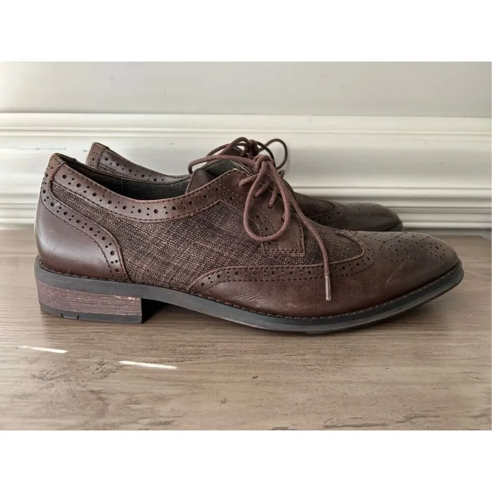 Vionic Oxford Roth men's lace-up dress wingtip in chestnut sz 10 comfort career